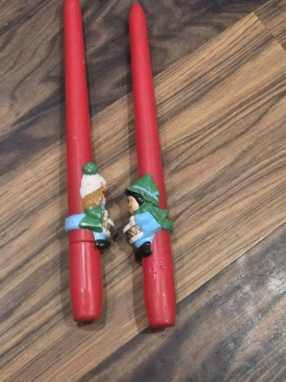 Vtf Avon Christmas Taper Candles Drummer Boy Girl Figural Set Red 10